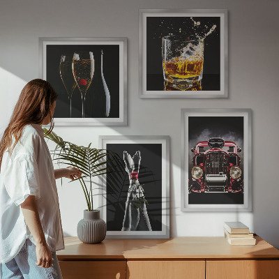 Dekorativní sada obrazů Dámské nohy růžové auto víno