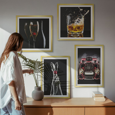 Dekorativní sada obrazů Dámské nohy růžové auto víno