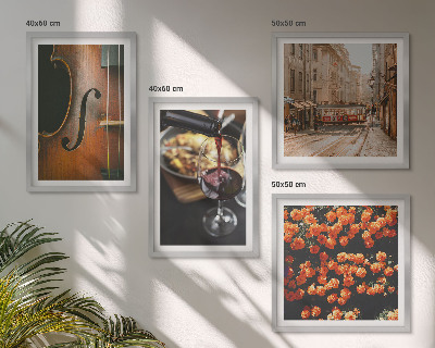 Moderní sada obrazů Vintage květiny pouliční víno housle