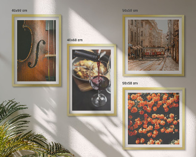 Moderní sada obrazů Vintage květiny pouliční víno housle