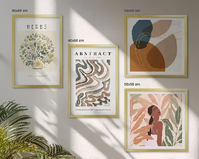Sada moderních obrazů boho plakáty v pastelových barvách