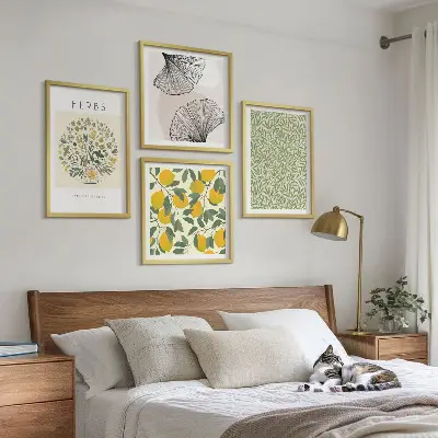 Dekorativní sada obrazů citronové bylinky a listy