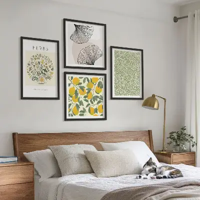 Dekorativní sada obrazů citronové bylinky a listy