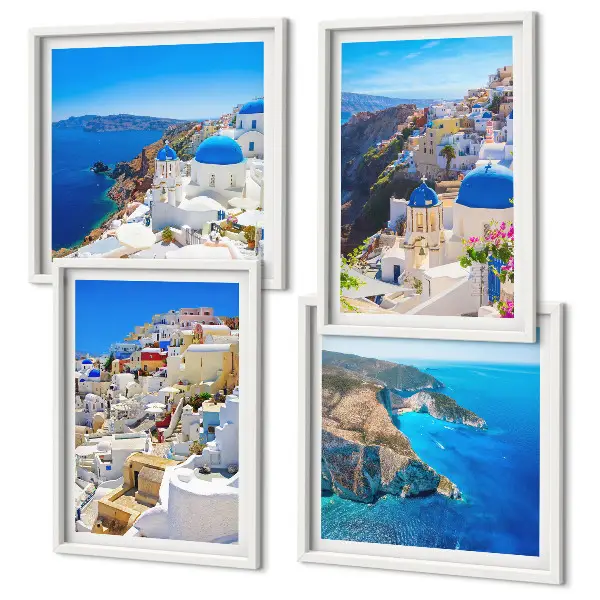 Moderní sada obrazů architektonická krajina Oia Santorini Řecko