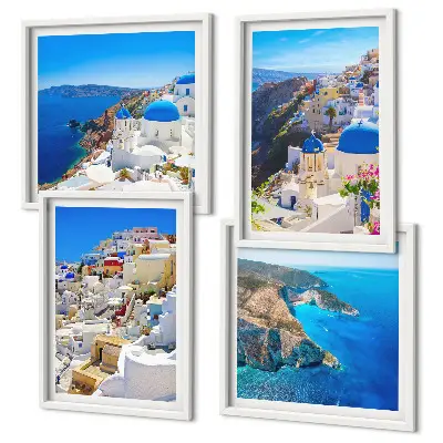 Moderní sada obrazů architektonická krajina Oia Santorini Řecko