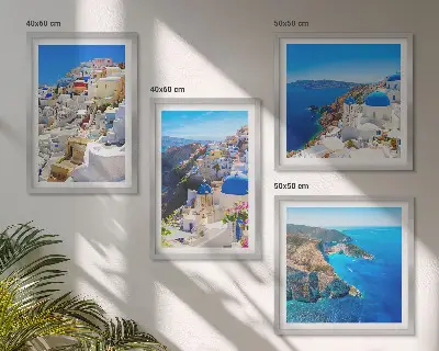 Moderní sada obrazů architektonická krajina Oia Santorini Řecko