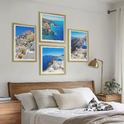 Moderní sada obrazů architektonická krajina Oia Santorini Řecko