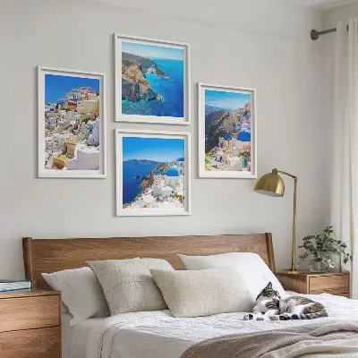 Moderní sada obrazů architektonická krajina Oia Santorini Řecko