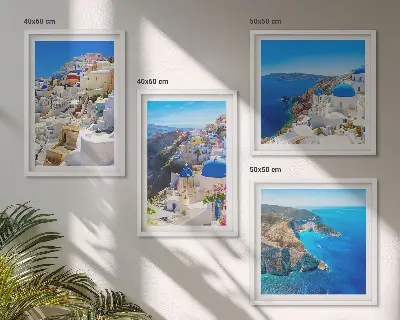 Moderní sada obrazů architektonická krajina Oia Santorini Řecko