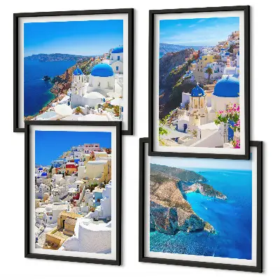 Moderní sada obrazů architektonická krajina Oia Santorini Řecko