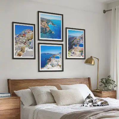 Moderní sada obrazů architektonická krajina Oia Santorini Řecko