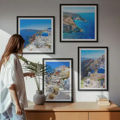 Moderní sada obrazů architektonická krajina Oia Santorini Řecko