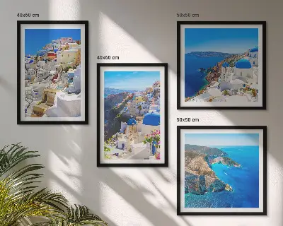 Moderní sada obrazů architektonická krajina Oia Santorini Řecko