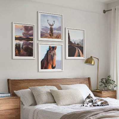 Moderní sada obrazů Horská krajina, sobí koňská stezka