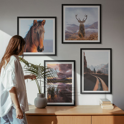 Moderní sada obrazů Horská krajina, sobí koňská stezka
