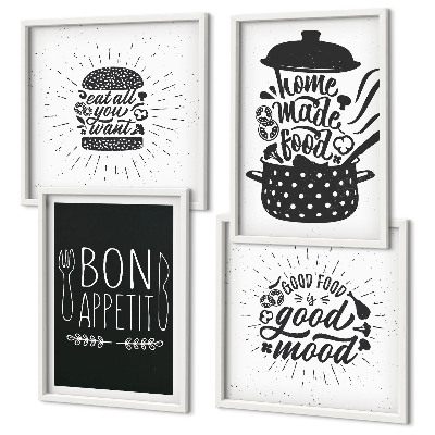 Dekorativní sada obrazů Grafika potravin kulinářské slogany