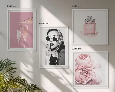 Moderní sada obrazů stylové růžové doplňky