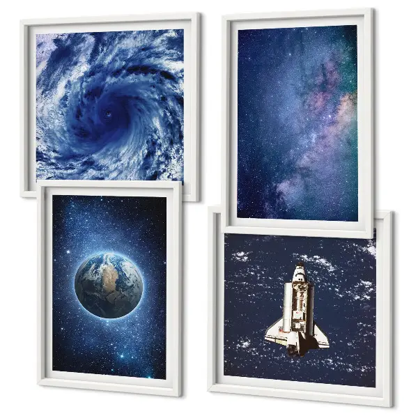Moderní sada obrazů země, vesmírná bouře a galaxie