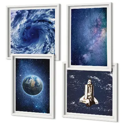 Moderní sada obrazů země, vesmírná bouře a galaxie