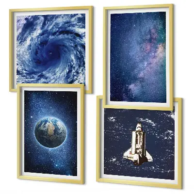Moderní sada obrazů země, vesmírná bouře a galaxie