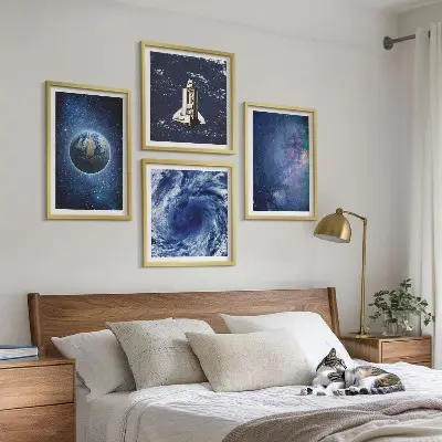 Moderní sada obrazů země, vesmírná bouře a galaxie