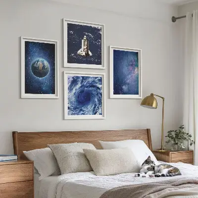 Moderní sada obrazů země, vesmírná bouře a galaxie