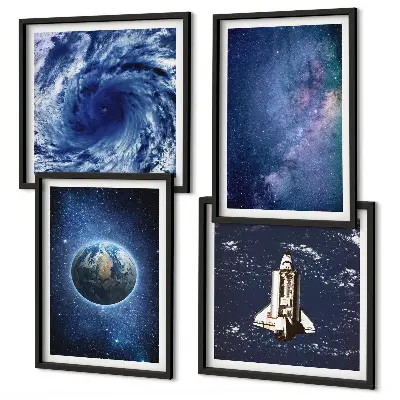 Moderní sada obrazů země, vesmírná bouře a galaxie