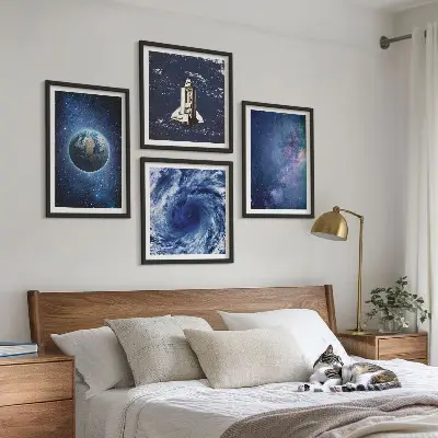 Moderní sada obrazů země, vesmírná bouře a galaxie