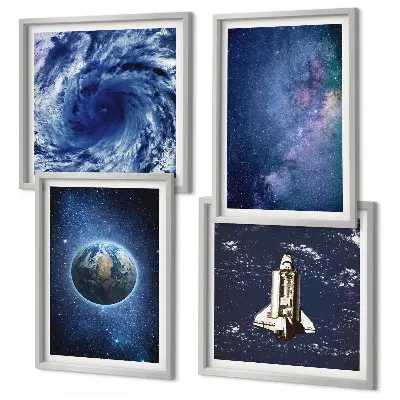Moderní sada obrazů země, vesmírná bouře a galaxie