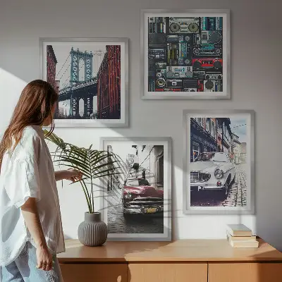 Sada obrazů Moderní auta v retro stylu Brooklyn