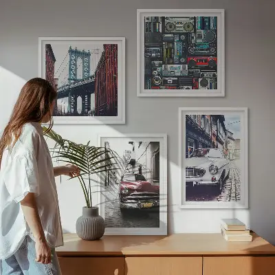 Sada obrazů Moderní auta v retro stylu Brooklyn