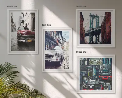 Sada obrazů Moderní auta v retro stylu Brooklyn