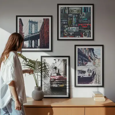 Sada obrazů Moderní auta v retro stylu Brooklyn