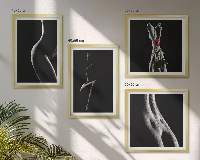 Moderní sada obrazů černobílé ženské tvary