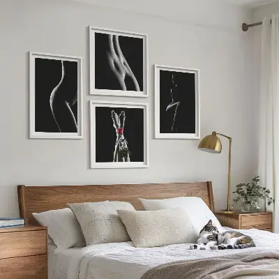 Moderní sada obrazů černobílé ženské tvary
