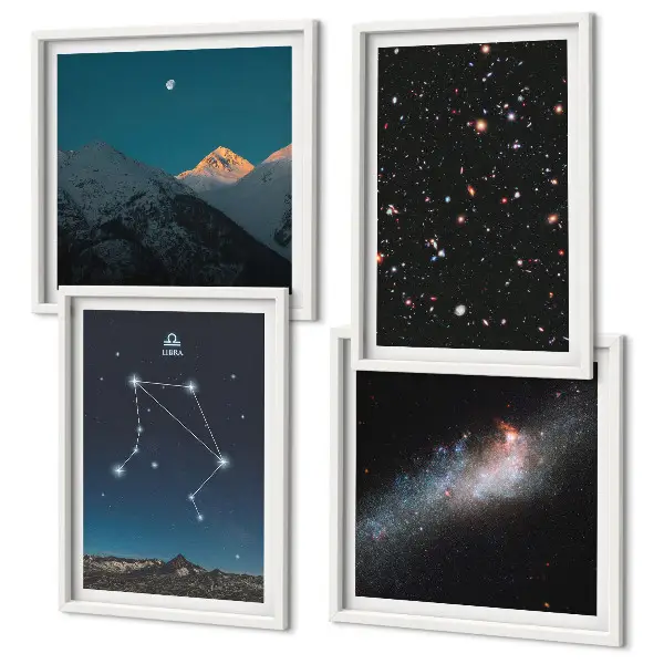 Dekorativní sada obrazů vesmírná galaxie a noční obloha ve znamení vah