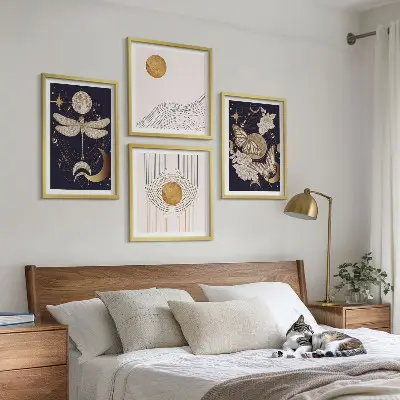 Moderní sada obrazů s přírodními motivy a měsícem