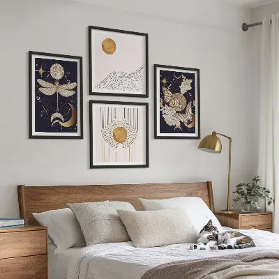 Moderní sada obrazů s přírodními motivy a měsícem