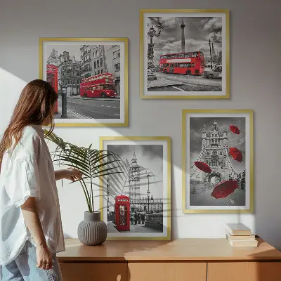 Moderní sada obrazů listy ginkgo na světlém pozadí