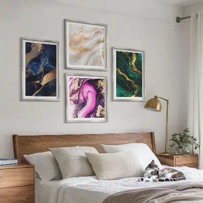 Moderní sada obrazů abstraktní mramor s barvami