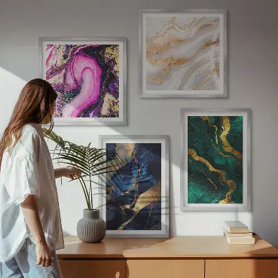 Moderní sada obrazů abstraktní mramor s barvami