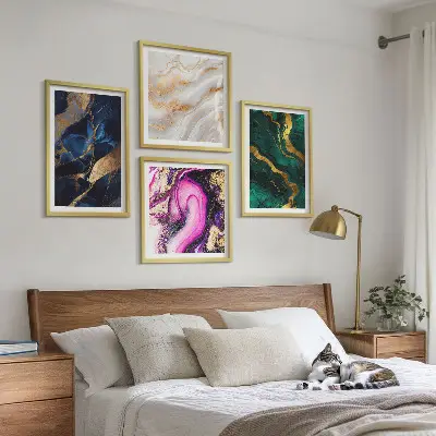 Moderní sada obrazů abstraktní mramor s barvami