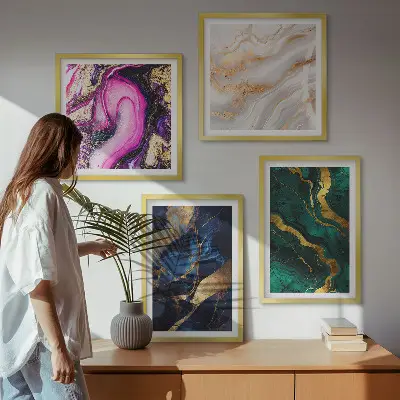 Moderní sada obrazů abstraktní mramor s barvami
