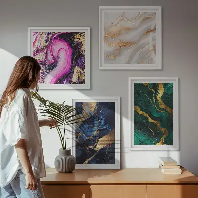 Moderní sada obrazů abstraktní mramor s barvami