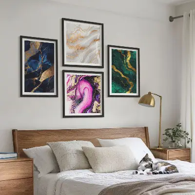 Moderní sada obrazů abstraktní mramor s barvami