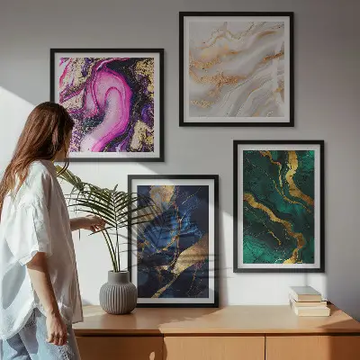 Moderní sada obrazů abstraktní mramor s barvami