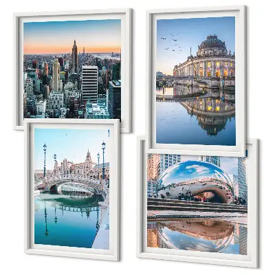 Moderní sada obrazů architektura měst na vodě