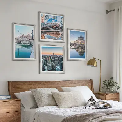Moderní sada obrazů architektura měst na vodě