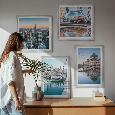 Moderní sada obrazů architektura měst na vodě