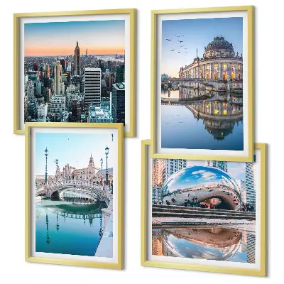 Moderní sada obrazů architektura měst na vodě